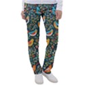 Birds Pattern Flowers Whimsical Women s Casual Pants View1