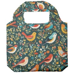 Birds Pattern Flowers Whimsical Foldable Grocery Recycle Bag