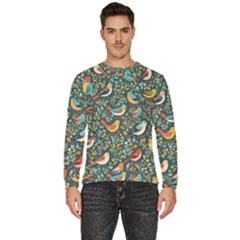 Birds Pattern Flowers Whimsical Men s Fleece Sweatshirt by Salmanaz77