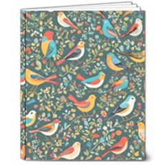 Birds Pattern Flowers Whimsical 8  X 10  Hardcover Notebook by Salmanaz77