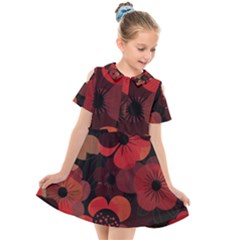 Flower Floral Flora Nature Pattern Background Backdrop Kids  Short Sleeve Shirt Dress by Salmanaz77