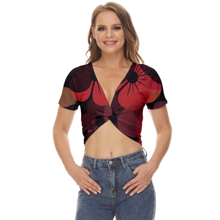 Flower Floral Flora Nature Pattern Background Backdrop Twist Front Crop Top