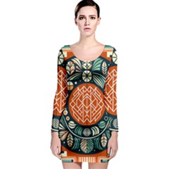 Wreath Deco Christmas Long Sleeve Bodycon Dress by Salmanaz77