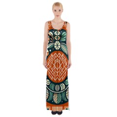 Wreath Deco Christmas Thigh Split Maxi Dress by Salmanaz77