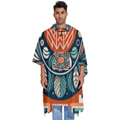 Wreath Deco Christmas Men s Hooded Rain Ponchos by Salmanaz77