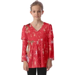 Christmas Ornament Kids  V Neck Casual Top by Salmanaz77