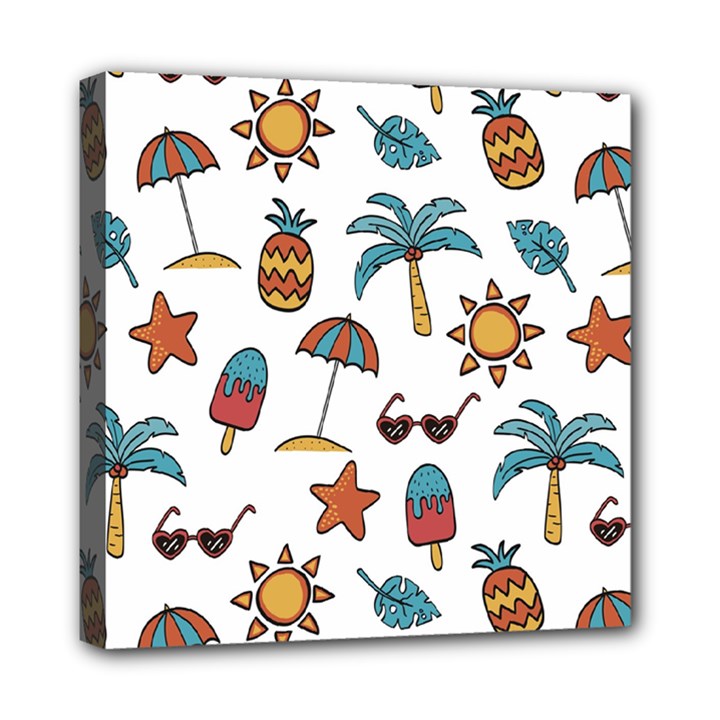 Summer Pineapple Fruit Tropical Mini Canvas 8  x 8  (Stretched)