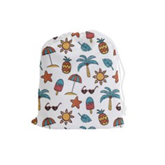 Summer Pineapple Fruit Tropical Drawstring Pouch (large) by Paksenen