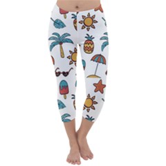 Summer Pineapple Fruit Tropical Capri Winter Leggings 