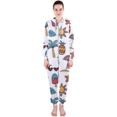 Summer Pineapple Fruit Tropical Hooded Jumpsuit (ladies)