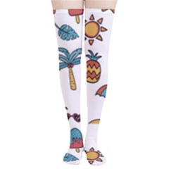 Summer Pineapple Fruit Tropical Thigh High Stockings