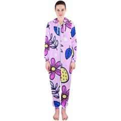 Flowers Petals Pineapples Fruit Hooded Jumpsuit (ladies)