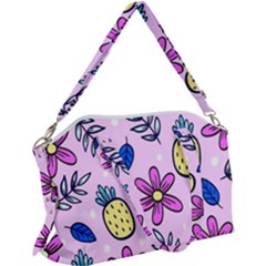 Flowers Petals Pineapples Fruit Canvas Crossbody Bag by Paksenen