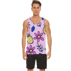 Flowers Petals Pineapples Fruit Men s Wide Collar Tank Top