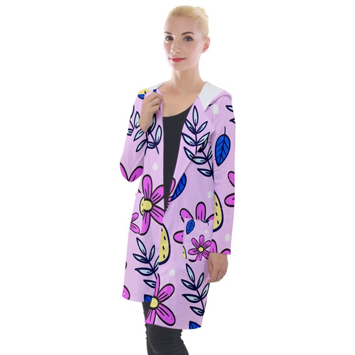 Flowers Petals Pineapples Fruit Hooded Pocket Cardigan