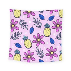 Flowers Petals Pineapples Fruit Square Tapestry (small)