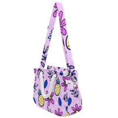 Flowers Petals Pineapples Fruit Rope Handles Shoulder Strap Bag by Paksenen