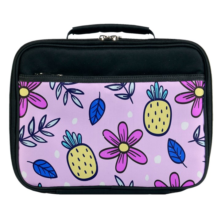 Flowers Petals Pineapples Fruit Lunch Bag