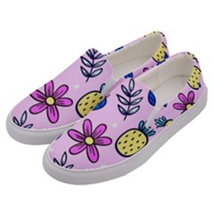 Flowers Petals Pineapples Fruit Men s Canvas Slip Ons by Paksenen