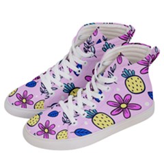 Flowers Petals Pineapples Fruit Women s Hi-top Skate Sneakers by Paksenen