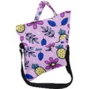 Flowers Petals Pineapples Fruit Fold Over Handle Tote Bag View1