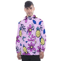 Flowers Petals Pineapples Fruit Men s Front Pocket Pullover Windbreaker