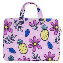 Flowers Petals Pineapples Fruit Macbook Pro 15  Double Pocket Laptop Bag  by Paksenen