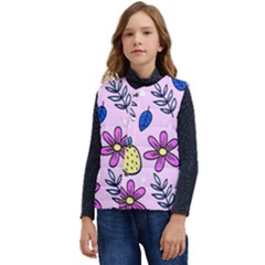 Flowers Petals Pineapples Fruit Kid s Button Up Puffer Vest	