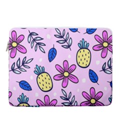 Flowers Petals Pineapples Fruit 15  Vertical Laptop Sleeve Case With Pocket by Paksenen