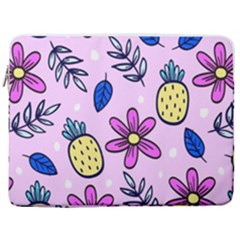 Flowers Petals Pineapples Fruit 17  Vertical Laptop Sleeve Case With Pocket by Paksenen