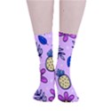 Flowers Petals Pineapples Fruit Smooth Crew Length Tube Socks View1