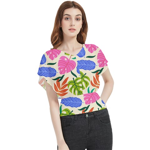 Tropical Sheets Summer Beach Butterfly Chiffon Blouse by Paksenen