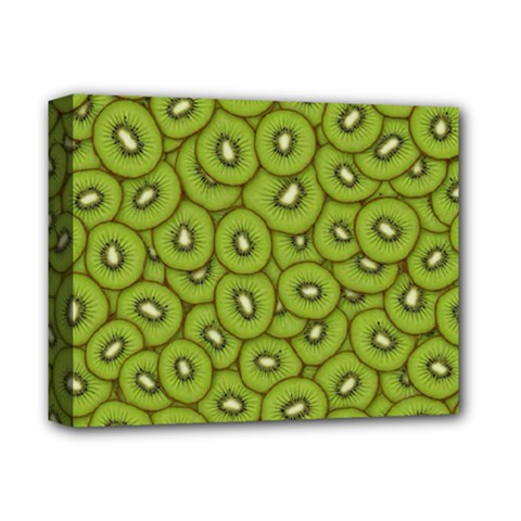 Kiwi Fruit Pattern Green Background Deluxe Canvas 14  X 11  (stretched) by Paksenen