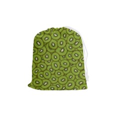 Kiwi Fruit Pattern Green Background Drawstring Pouch (medium) by Paksenen