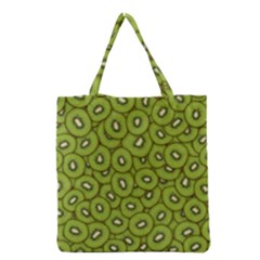 Kiwi Fruit Pattern Green Background Grocery Tote Bag by Paksenen