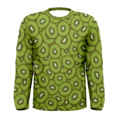 Kiwi Fruit Pattern Green Background Men s Long Sleeve T-shirt