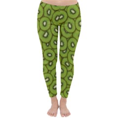 Kiwi Fruit Pattern Green Background Classic Winter Leggings