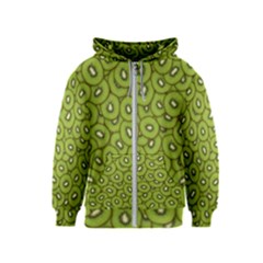 Kiwi Fruit Pattern Green Background Kids  Zipper Hoodie