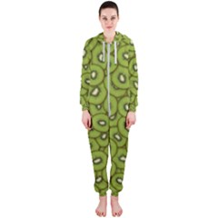 Kiwi Fruit Pattern Green Background Hooded Jumpsuit (ladies)