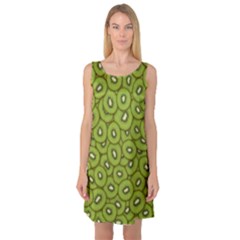 Kiwi Fruit Pattern Green Background Sleeveless Satin Nightdress by Paksenen