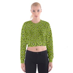 Kiwi Fruit Pattern Green Background Cropped Sweatshirt