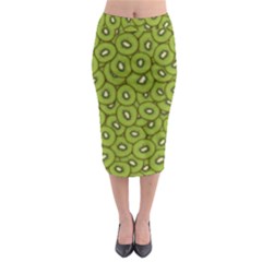 Kiwi Fruit Pattern Green Background Midi Pencil Skirt by Paksenen