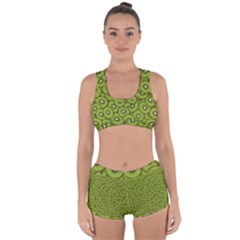 Kiwi Fruit Pattern Green Background Racerback Boyleg Bikini Set by Paksenen