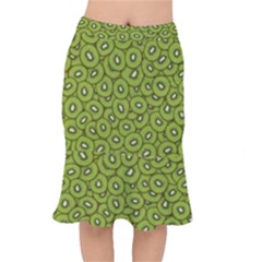 Kiwi Fruit Pattern Green Background Short Mermaid Skirt by Paksenen