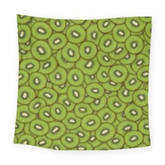 Kiwi Fruit Pattern Green Background Square Tapestry (large)