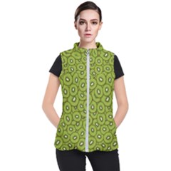 Kiwi Fruit Pattern Green Background Women s Puffer Vest