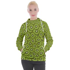 Kiwi Fruit Pattern Green Background Women s Hooded Pullover