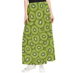 Kiwi Fruit Pattern Green Background Maxi Chiffon Skirt by Paksenen