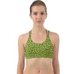 Kiwi Fruit Pattern Green Background Back Web Sports Bra by Paksenen