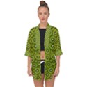 Kiwi Fruit Pattern Green Background Open Front Chiffon Kimono View1